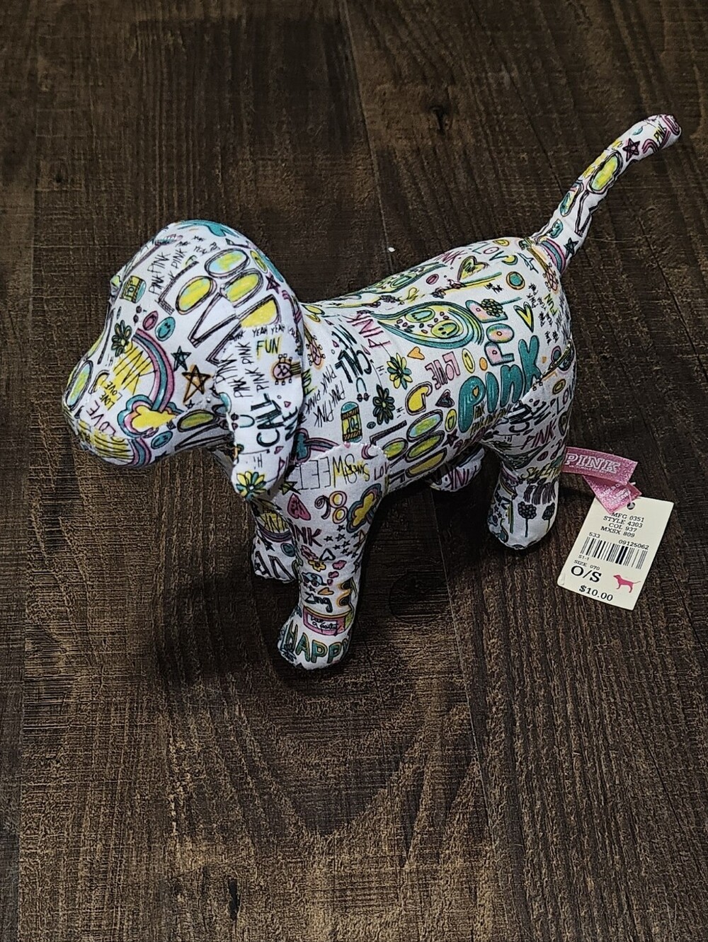 Victoria's Secret Graffiti Print Plush Dog